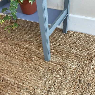 DHAKA Rustic Square Rug Hand Woven Mat with Natural Fibre Indian Jute Flat Pile - Image 1 of 4