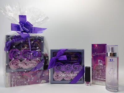 3 Stück Parfum Geschenkkorb, 100 ml Parfüm Rose Seife Blumen, schlanker Lippenstift