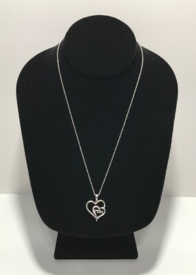 SONNE 925 Sterling Silber echte weiße Diamantsplitter ''MAMA'' Herz Anhänger 18''
