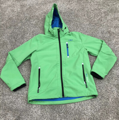 CMP Men s L Windbreaker Coat Fleece Lined Hooded Green Soft Shell Full Zip J6