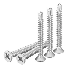 DTGN 100Pcs ST4.2x38mm Self Drilling Screws 410 Stainless Steel Flat Head Phi...