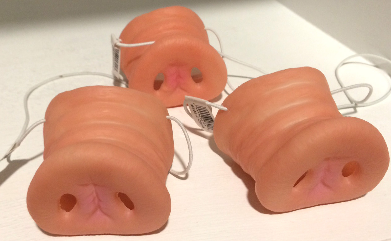 3 LITTLE PIG SNOUT NOSES Piglet Rubber Animal Costume Nose Mask Farm