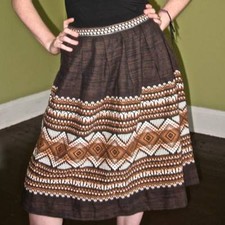Vtg 60s 70s Guatemala Hand Made Woven Elaborate Embroidery Tapestry Skirt S M