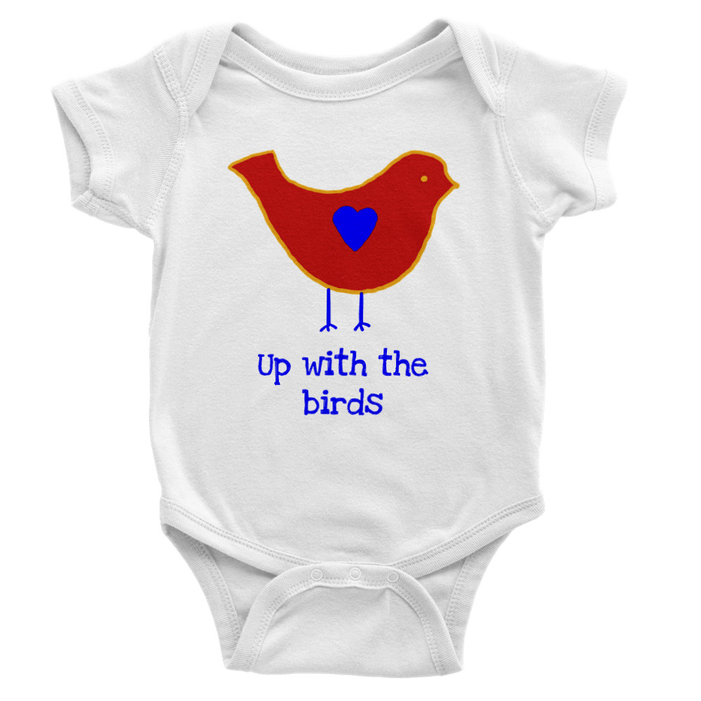 Early bird Baby One-piece, white, pink & blue