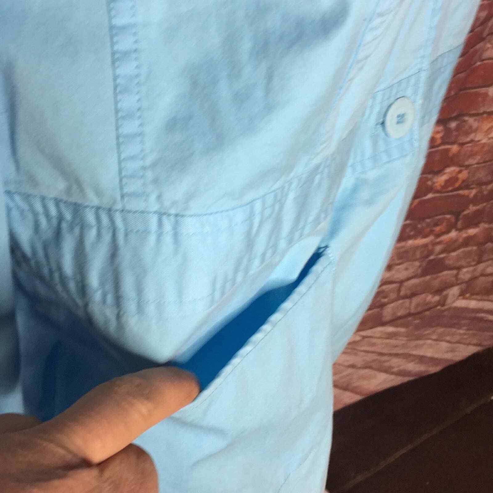 Talbots Sky Blue Button Down Mandarin Collar Jack… - image 6