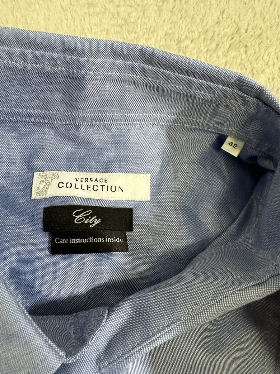 Versace Collection City Blue Button Up Shirt Long Sleeve Size 42