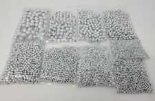 Lot Assorted Sizes 3mm to 14mm Metallic Silver Plastic Pearls Round Craft Beads