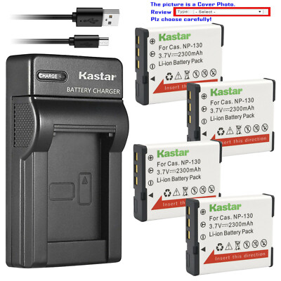 Kastar Battery Slim USB Charger for NP-130 Casio Exilim EX-ZR5100 TRYX Camera
