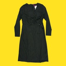 V BY VERY Versatile Belted Wrap Style Dress, Deep V Neckline, Black, UK 14