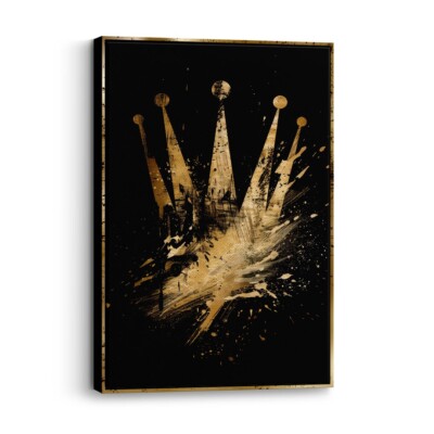  WANDBILD LEINWAND,  ACRYLGLAS GOLD KRONE KUNST LUXUS BILD WANDDEKO PREMIUM