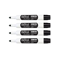 Berol Black Drywipe White Board Marker Pens Bullet Thick Whiteboard Dry Wipe