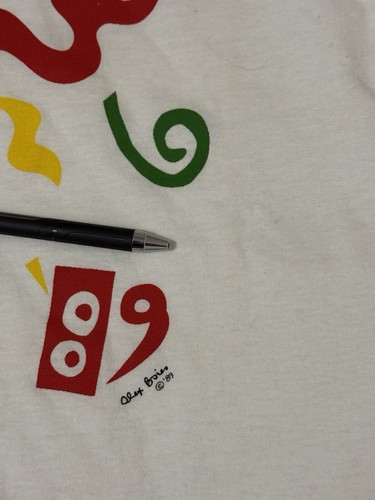 Alex Boies The Jazz Party 89 Men’s White Tshirt Painting Artist VTG USA 80’s - Picture 7 of 10