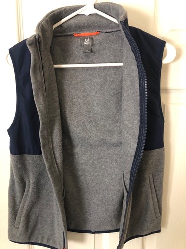 GAP Kids YOUTH UNISEX Size L Navy & Gray Fleece Front Zip Vest - Picture 8 of 11