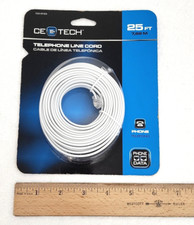 CE TECH Telephone Line Cord White Phone Data 25 FT - NEW