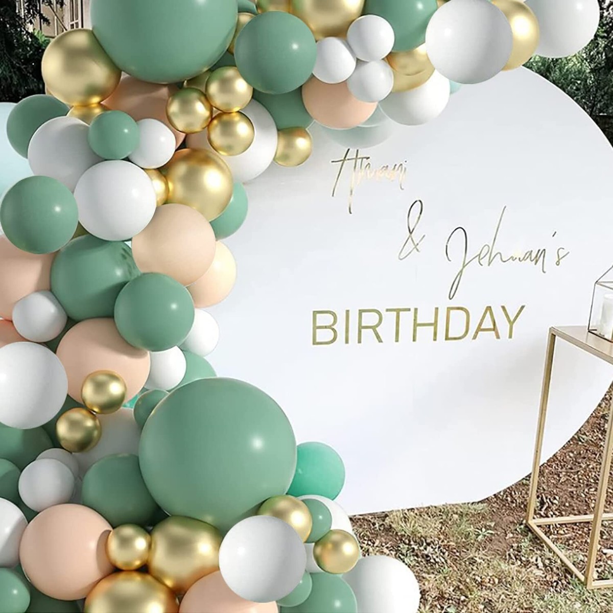 50 Stück 12 Zoll Luftballons Retro Grün Gold - Helium Ballons Für Party Deko