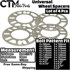 4x 3mm 18 Thick 5x5 5x127 Universal Wheel Spacer Fit Jeep Chevy Buick More