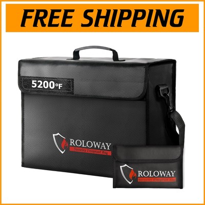 Fireproof Document Safe with Money Bag - 5200°F Protection, Easy Carry Design