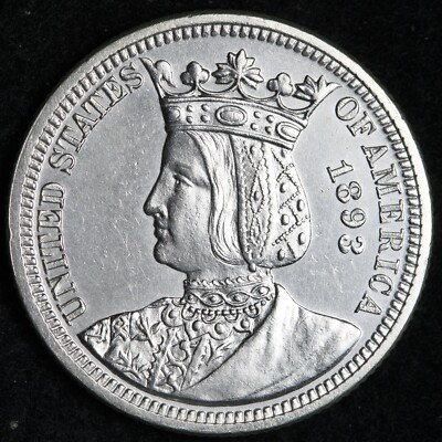 #ad 1893 Isabella Commemorative 25c Quarter Details Uncertified $95.00
