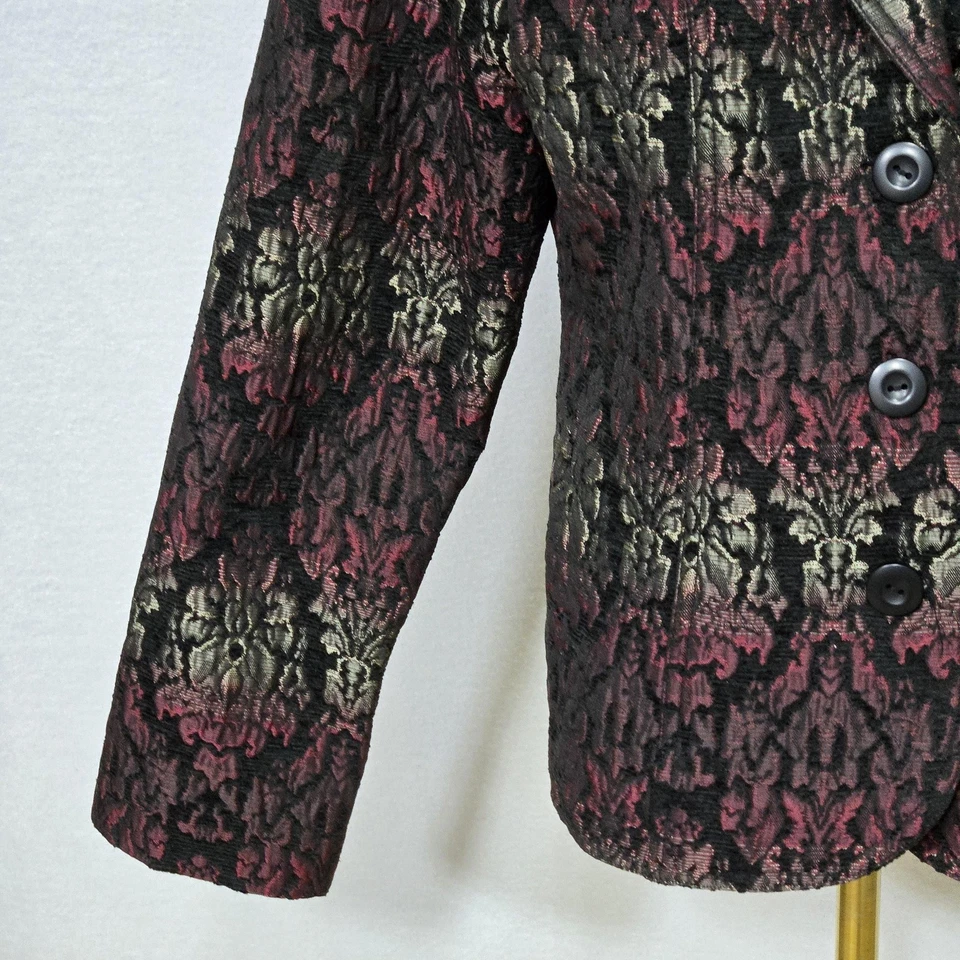 Blazer Erin London Mujer Pequeño Brocado Metálico Floral Jacquard Chaqueta Foto 4 de 4