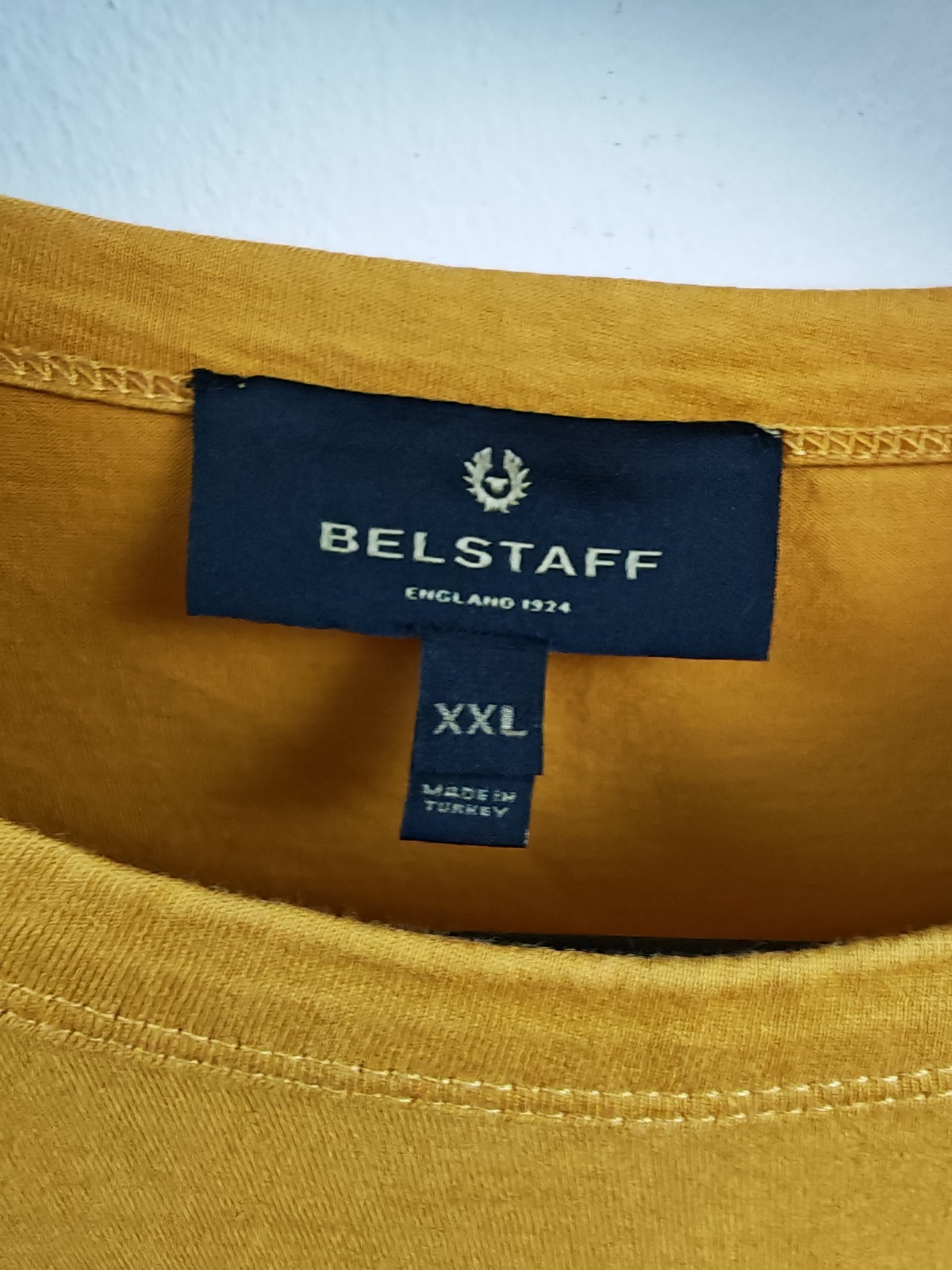 Belstaff Men's Mustard Yellow Crew Neck T-Shirt Short Sleeve Size XXL Chest Logo image 4