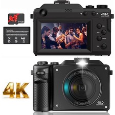 4K Digital Camera for Photography Travel, 48MP 16X Zoom Autofocus Vlogging 64G