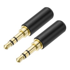 2Pcs 3.5mm 3 Pole Replacement Repair Plug Jack, Stereo Male Plug, Black