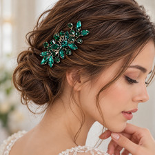 Rhinestone Crystal Hair Clip Women Bridal Wedding Hair Piece Teardrop Headpiece