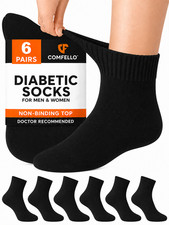 6 Pair Diabetic Quarter Socks Mens Womens Cotton Circulatory Health 9-11 10-13