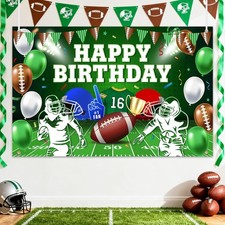 AIBIIN Football Happy Birthday Backdrop Banner Football Party Decorations Bow...