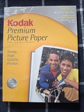 KODAK Premium Picture Paper High Gloss 50 Sheets For Inkjet Printers 8.5" x 11"