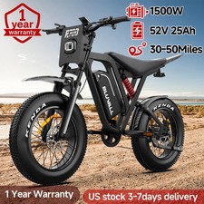 Bluvall 1500w Peak Off Road E Bikes Adults 7 Speed 52v 25ah 20 Fat Tires 35 Mph