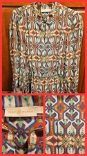 Tory Burch Garden Maze V-neck Long Sleeves Pullover Style Fit Flare Dress Sz 4