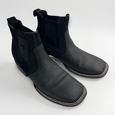 Rodeo Cartie Men's Genuine Leather Exotic Lizard Western Ankle Boot 26 / 8 Black