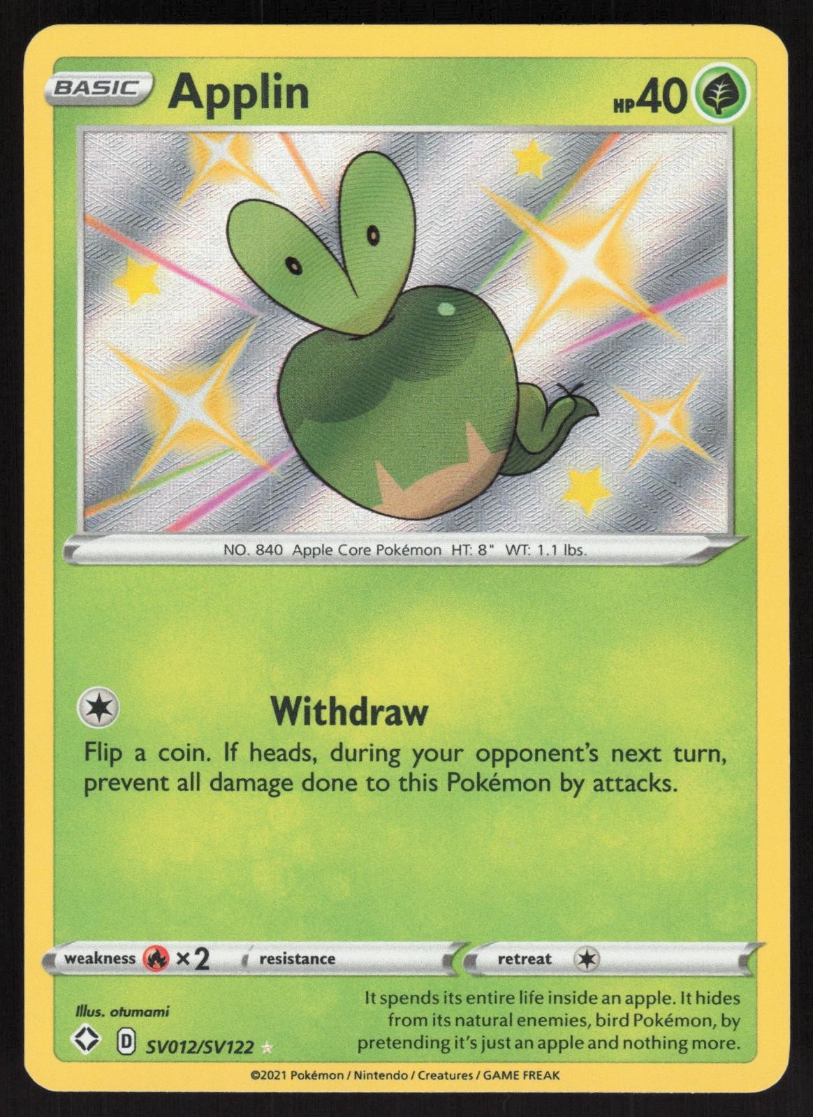 Applin SV012/SV122 Shiny Rare Shining Fates Shiny Vault Pokemon Near Mint