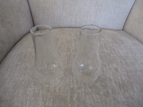 (2) Vtg Federal Glass Clear Hurricane Candle Fairy Lamp Globe Replacement 5"