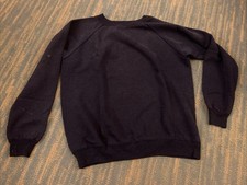 Vintage Hanes Blank Crewneck Raglan Medium Pullover Sweatshirt Faded Navy USA