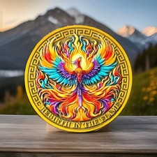 Phoenix Rising Sobriety Chip Recovery Coin Serenity Prayer Token