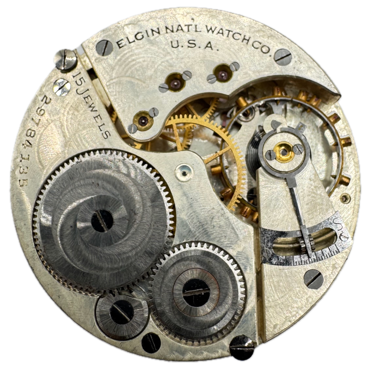 Vintage 16s 1927 Elgin 15 Jewel Mechanical Pocket Watch Movement 313 USA