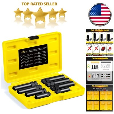 8Pcs Spline Lug Nut Socket Set | Wheel Lock Removal Kit