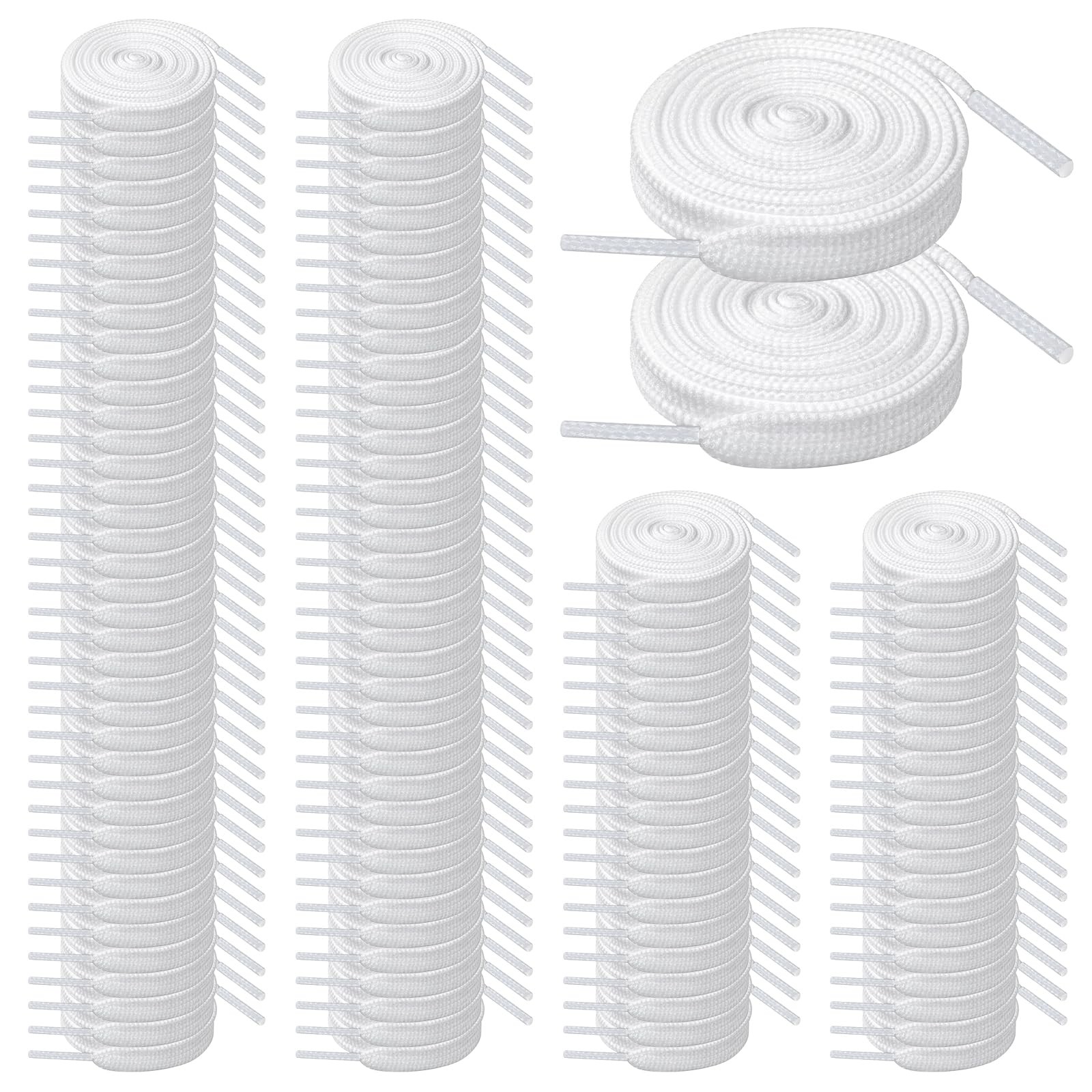 FdcZeyxior 120 Pairs Flat White Shoe Laces Bulk 47'' Long 5/16" Wide Replacem...