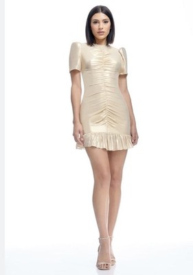 Dress The Population Women s Size XL Lined Crew Chandler Gold Mini Dress