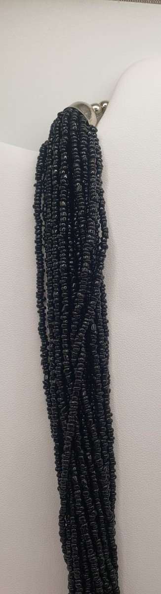 Bold Chunky Bohemian Ethnic Black & Orange Natural Elements Necklace View 5