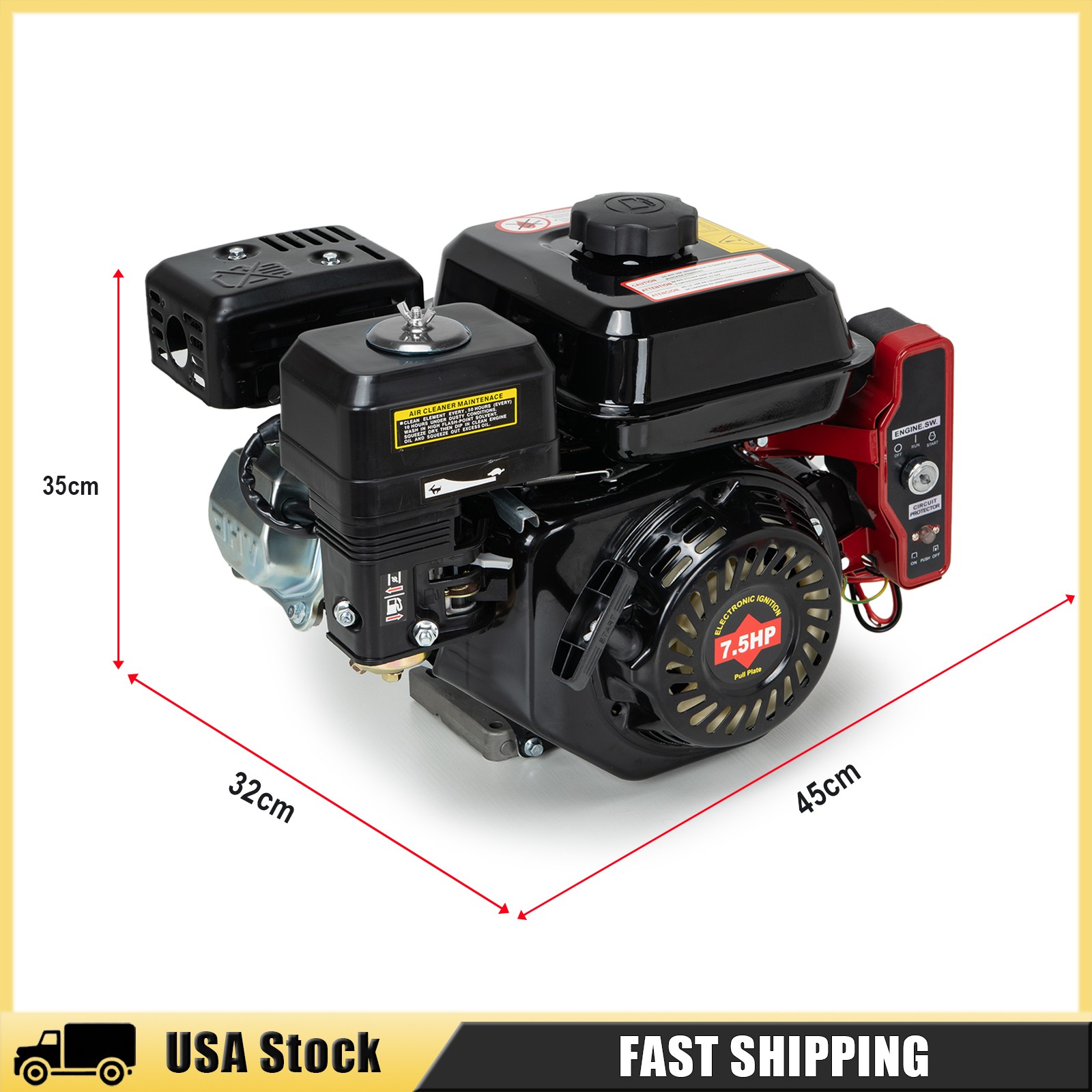 7.5 HP 212cc 4-Stroke Electric Start Horizontal Engine Go Kart Gas Engine Motor