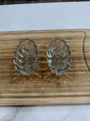 Vintage Set Of Two Princess House 5 Inches Long Molded Glass Spoon Rests