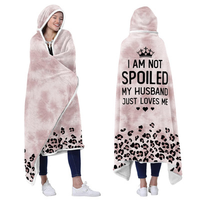 Vprintes Spoiled Wife Fleece Wearable Blanket Hoodie - Mothers Day Gifts For