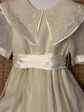 Strasburg Sheree Aust Silk Organza Delicate Ivory Dress w/ Hand Embroidery Sz 6