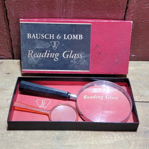 Vintage 4" Bausch & Lomb Reading Magnifying Glass In Original Box 81-33-24 Bonus