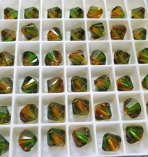 Swarovski 5328 8mm bicone beads, Fern Green-Topaz Blend 12pcs 