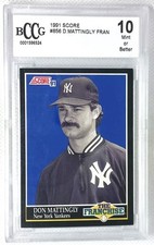 1991 Score Baseball The Franchise Don Mattingly Card #856 Beckett Graded 10