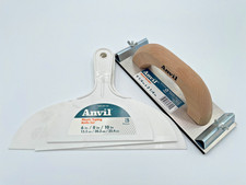 Anvil Set of 3 (6, 8, & 10") Plastic Taping Knives and Wooden Handle Hand Sander